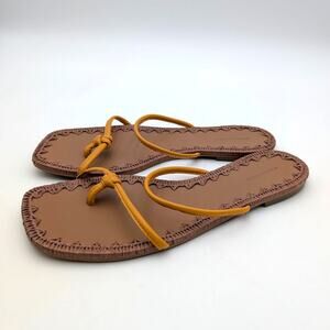 Bcbgmaxazria Bali Flat Sandal Open Toe Women's Yellow Leather Size US10 EU40.5